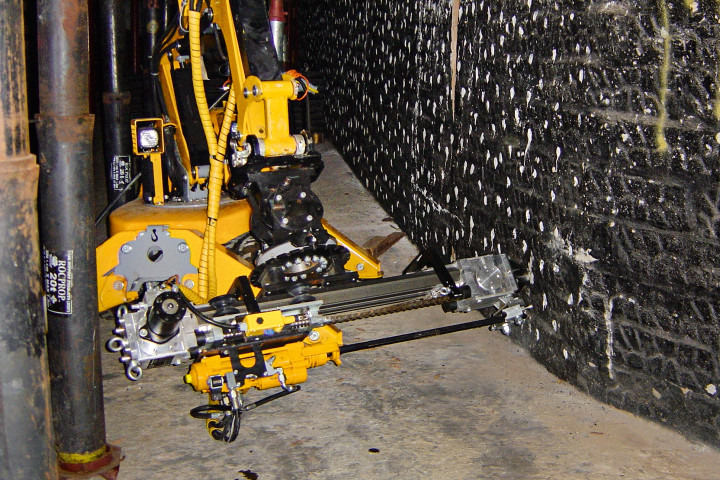 Brokk 90 Demolition Robot with BSD80 drill in a mine Brokk 90 Demolition Robot with BSD80 drill in a mine